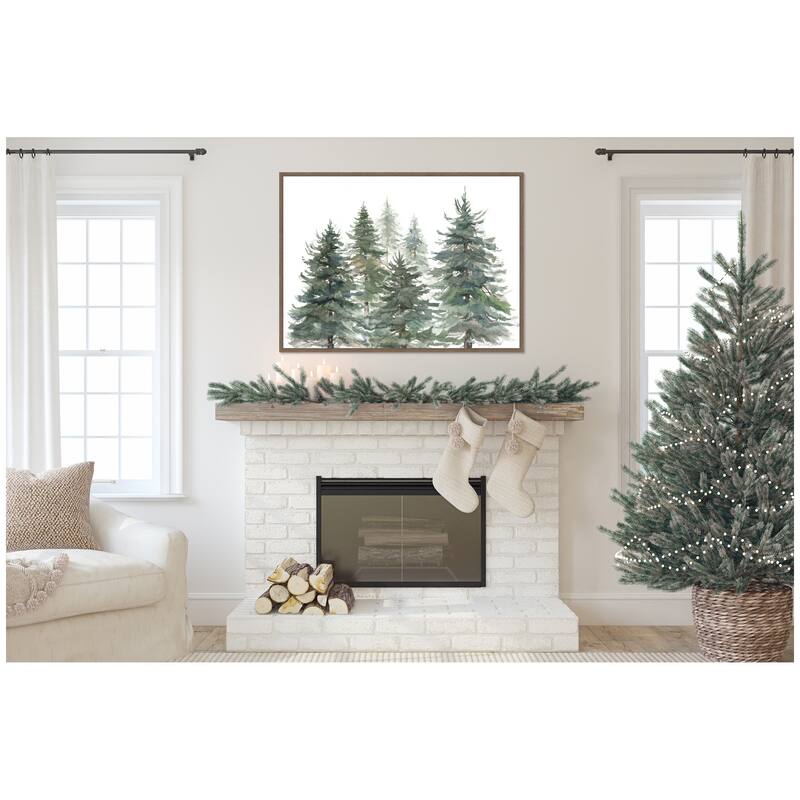 Kate and Laurel Sylvie Framed Canvas Pines And Evergreens by Patricia Shaw