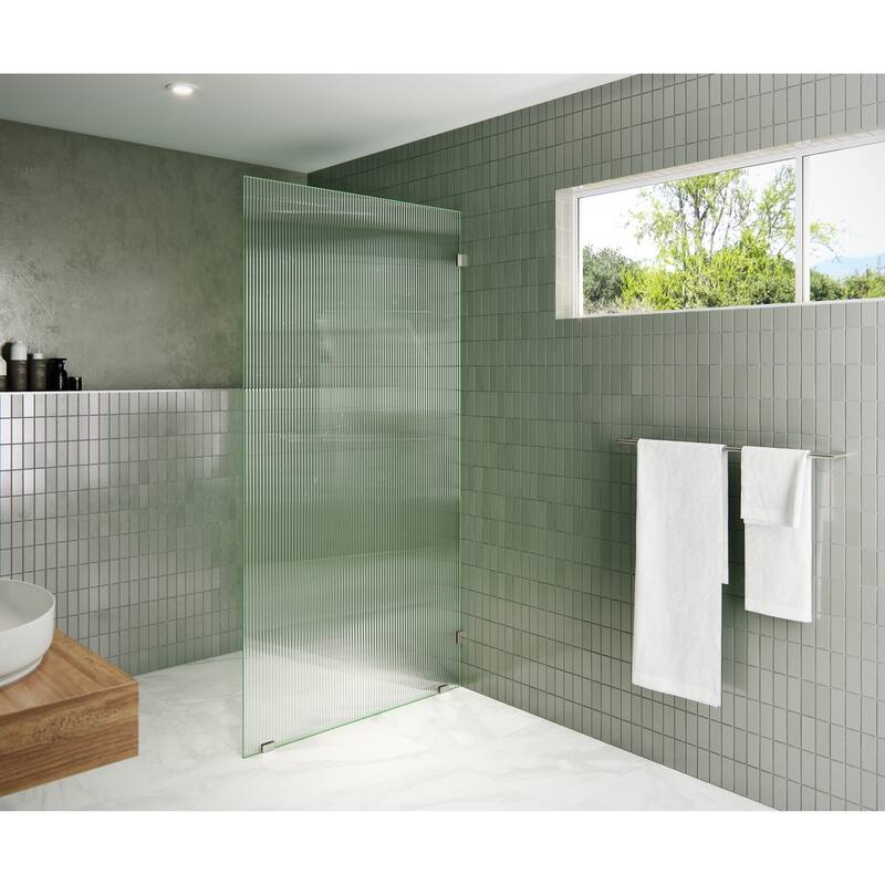 Glass Warehouse 38" x 78" Frameless Shower Door - Single Fixed Panel Fluted