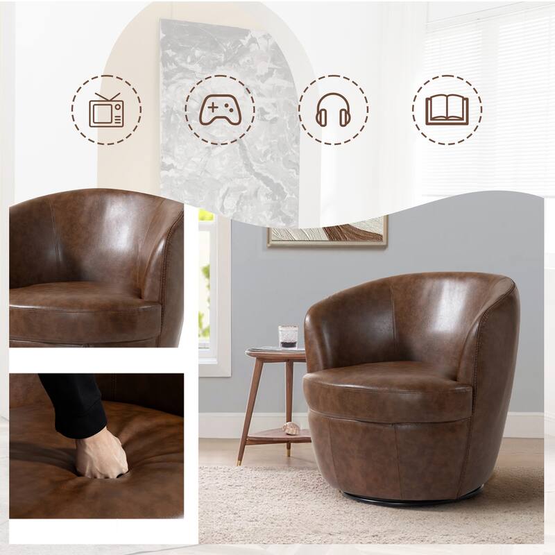 PU Leather Swivel Accent Chair Barrel Chair
