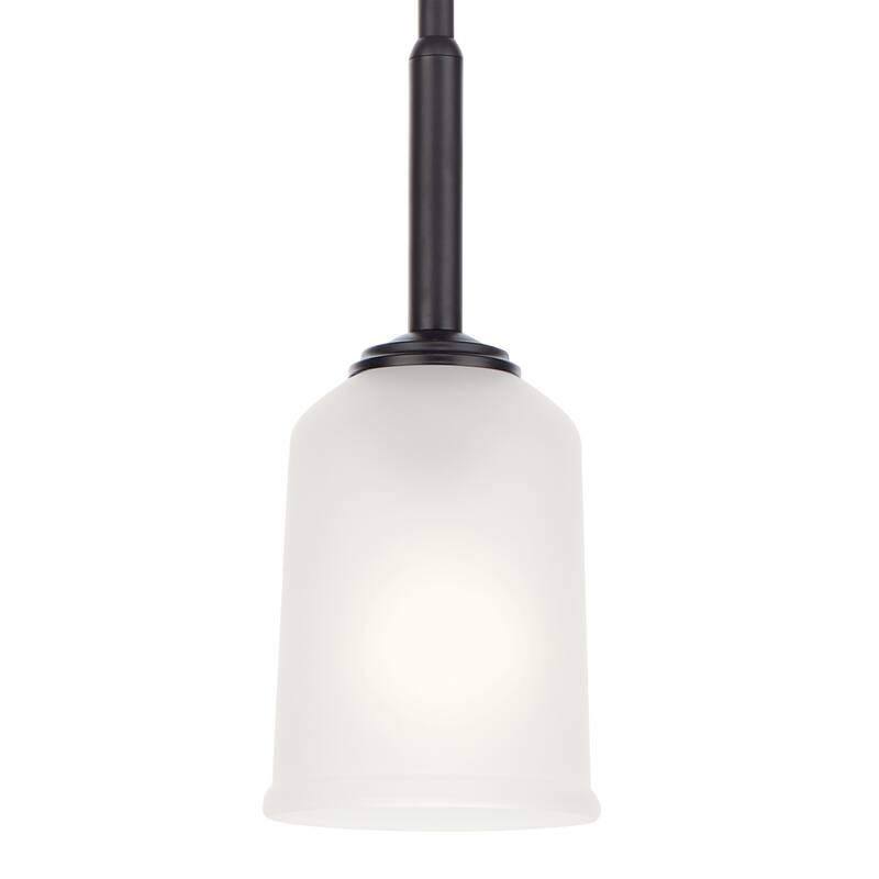 Kichler Lighting Shailene 1-Light Black Transitional Mini Pendant Light with Satin Etched Glass