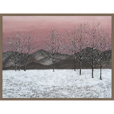 Sunset Snowfall II by Michael Willett (30 x 23 in.), Framed Canvas Wall Art Print - Sylvie Dark Gold