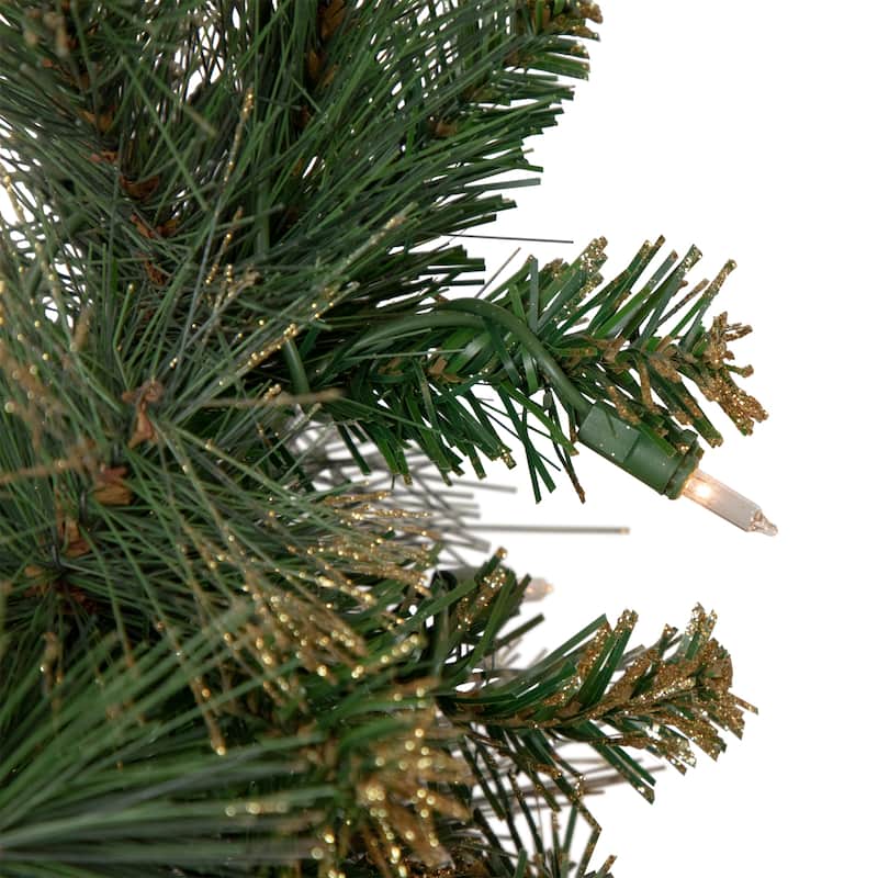 4.5' Pre-Lit Yorkshire Pine Pencil Artificial Christmas Tree Clear Lights