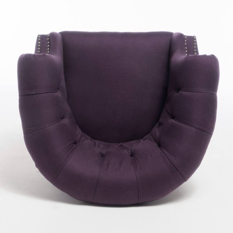 Roomfitters Tufted Upholstered Club Chair, Elegant Rolled-Arm Accent Armchair with Nailhead Trim for Living Spaces