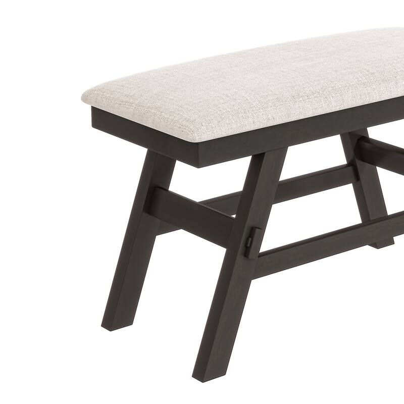 Espresso 6-Piece Counter Height Wooden Dining Table Set with Shelf, 4 Chairs & Bench