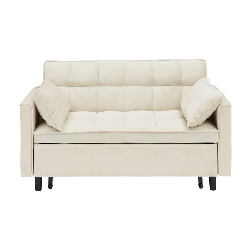 55" 3-in-1 Double Pull-Out Sofa Bed for Living Room
