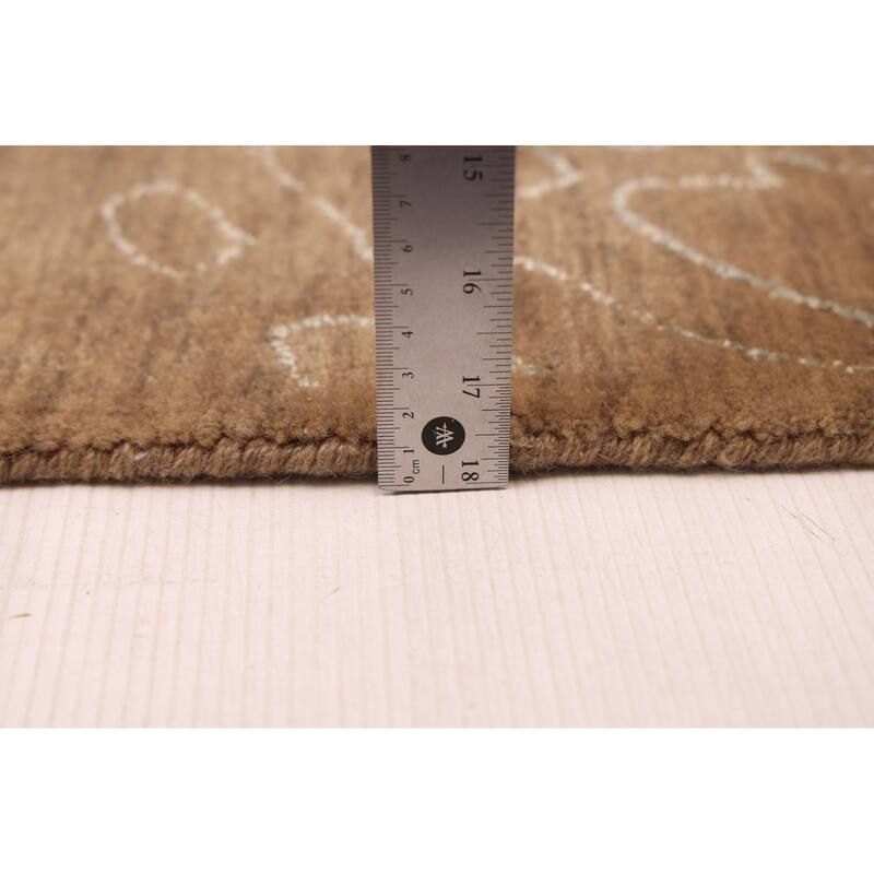 ECARPETGALLERY Hand Loomed Loreto Brown Viscose, Wool Rug - 5'5 x 7'7