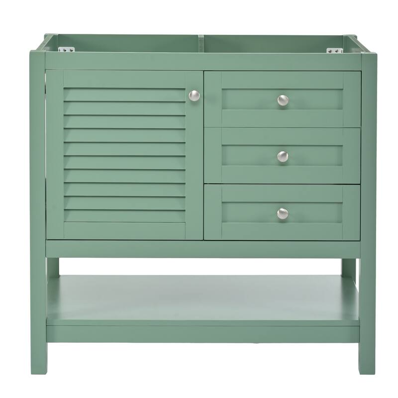36'' Bathroom Vanity without Sink, Bathroom Storage Cabinet with Solid Wood Feet, 2 Drawers and Soft-Close Doors