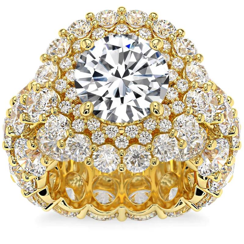 26Ct TW Diamond & Moissanite Engagement Ring in Gold Lab Grown
