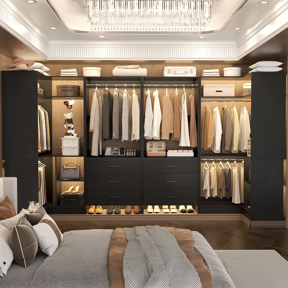 Cimly Set of 4 Closet Organizer with Drawers, U Shaped Freestanding Closet System