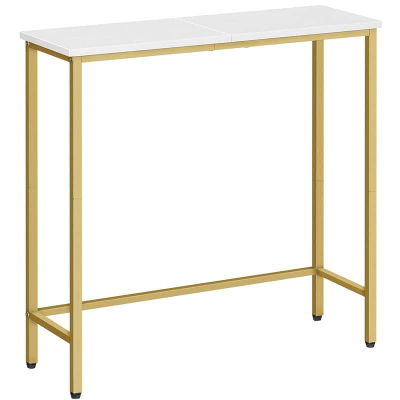 Narrow Console Table, 29.5" Small Entryway Table, Thin Sofa Table, Side Table - White and Gold