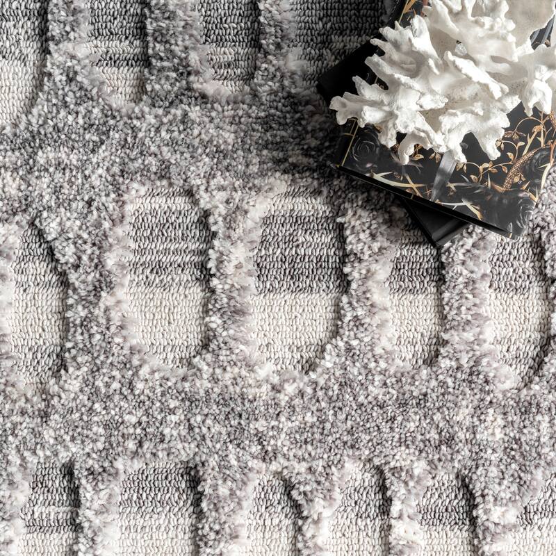Nuloom Geometric Jean Textured Ovals Tassel Area Rug