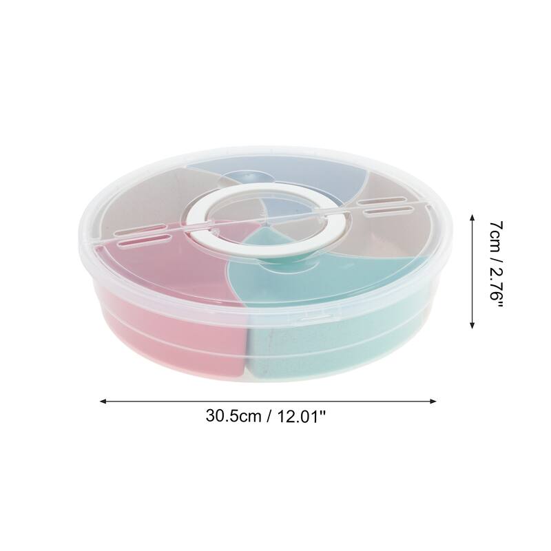 Round Fridge Food Storage Containers 5 Compartment White Transparent 1 Set - White Transparent