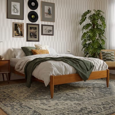 Platform Bed Frame - Full Size, Light Toffee - Solid Wood, No Box Spring Needed, Underbed Storage