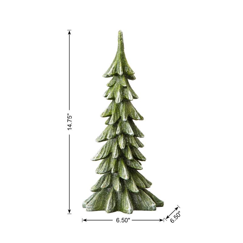 Glitzhome 14.75"H Resin Christmas Table Tree Holiday Decor