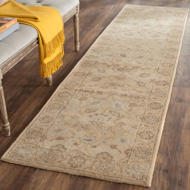 SAFAVIEH Handmade Wyndham Donjeta Modern Wool Rug - 2'3" x 9' Runner - Light Gold/Light Gold