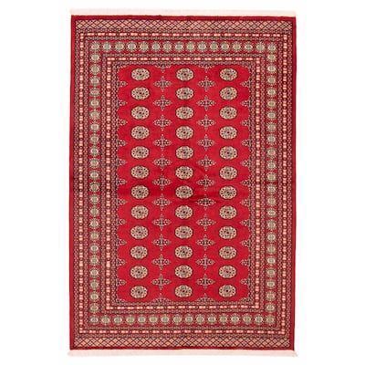 ECARPETGALLERY Hand-knotted Peshawar Bokhara Red Wool Rug - 5'7 x 8'4