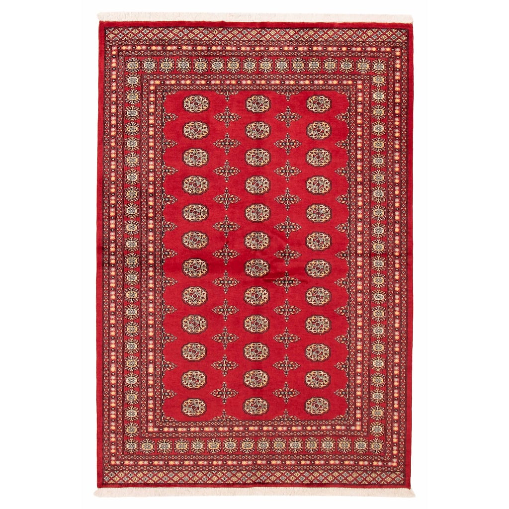 ECARPETGALLERY Hand-knotted Peshawar Bokhara Red Wool Rug - 5'7 x 8'4