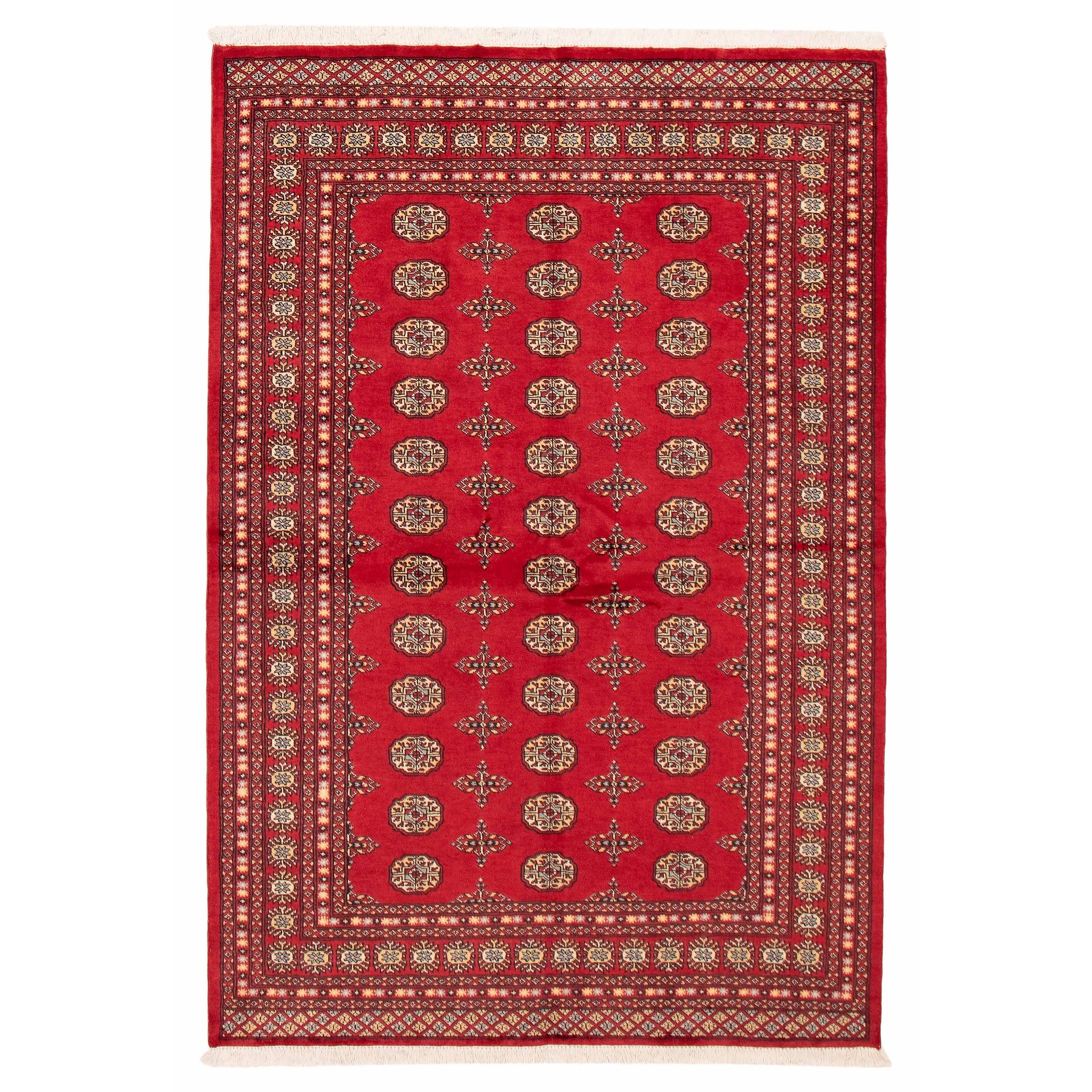 ECARPETGALLERY Hand-knotted Peshawar Bokhara Red Wool Rug - 5'7 x 8'4