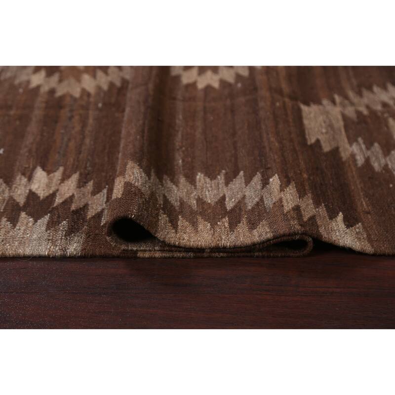 Natural Dye Tribal Geometric Kilim Oriental Wool Area Rug Flat-woven - 4'10" x 6'8"
