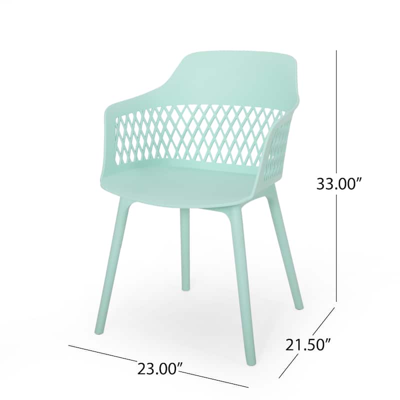Roomfitters Outdoor Plastic Chairs with Lattice Back, Lightweight Patio Seating Set of 2, Modern Style