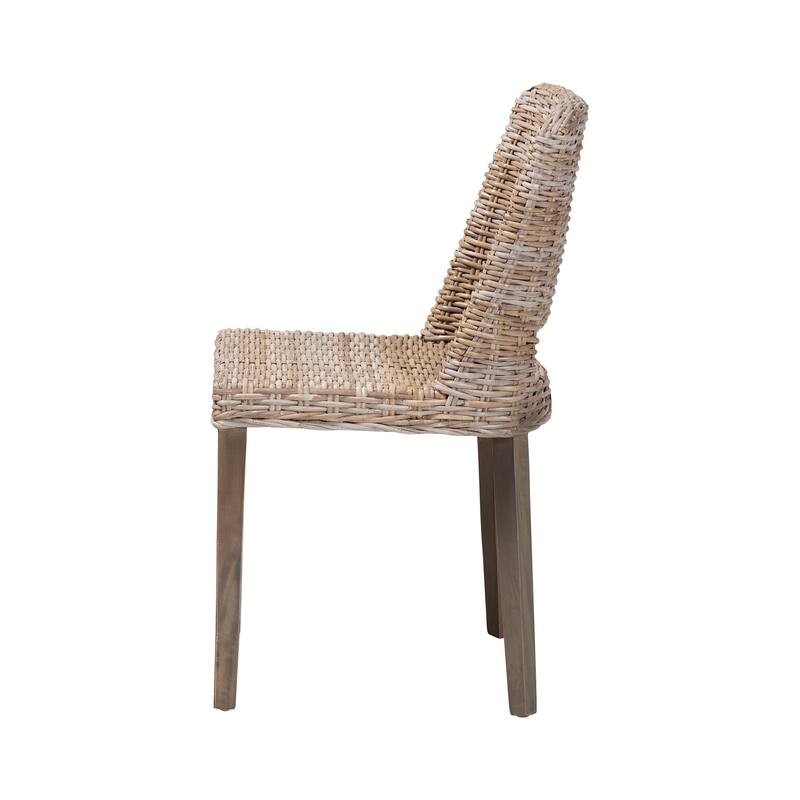 Magy Bohemian Natural Rattan/ Mahogany Wood Dining Chair