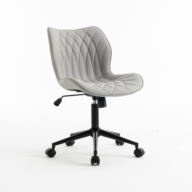 Faux Leather Office Chair with Wheels, Upholstered Task Chair