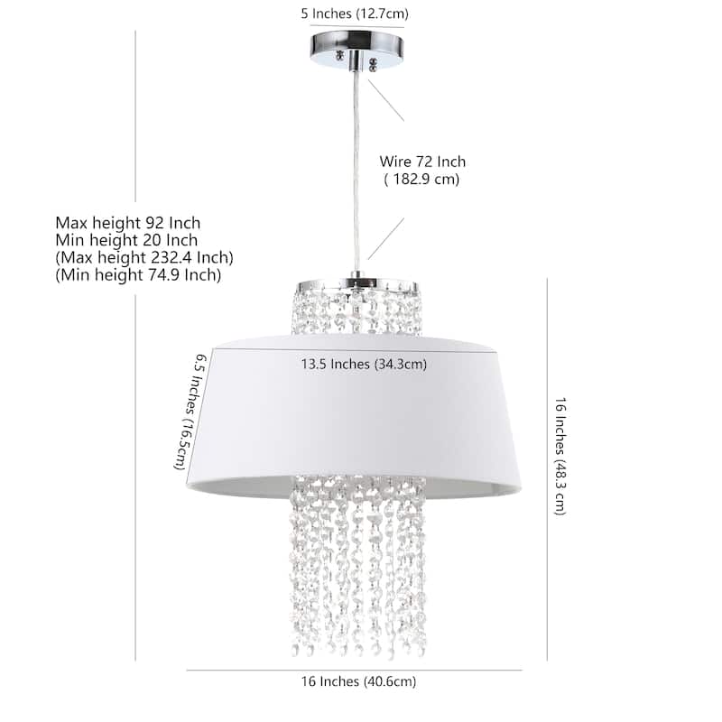 SAFAVIEH Lighting Jada Adjustable 3-Light Chrome Pendant - 16"x16"x12.75 - 78.75" - 16Wx16Dx79H