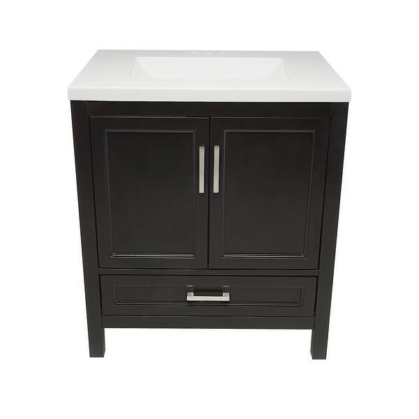 slide 2 of 148, Nevado 37" Bathroom Vanity with Cultured Marble Vanity Top Sink in White with White Basin Brown - White
