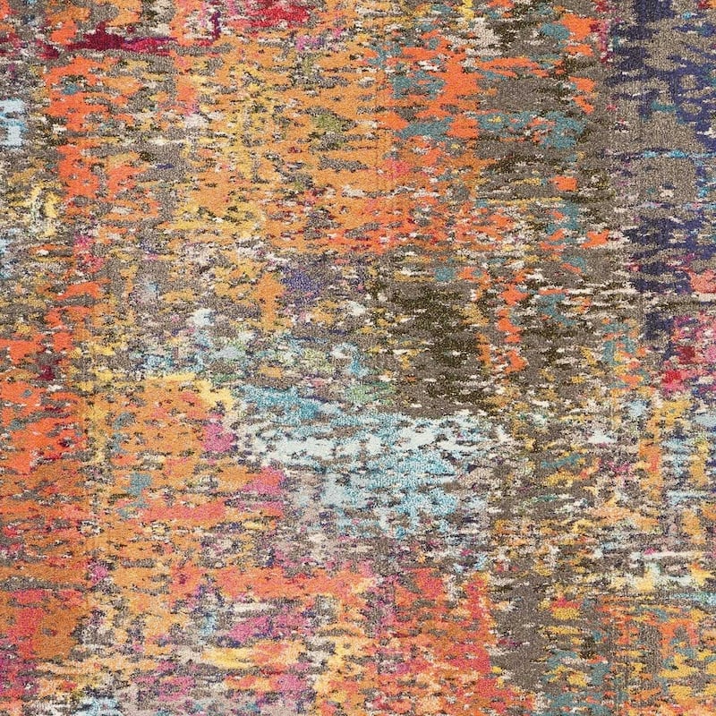 Power Loomed Abstract Modern Non Skid Stain Resistant Area Rug - 126' X '94' X '0.5