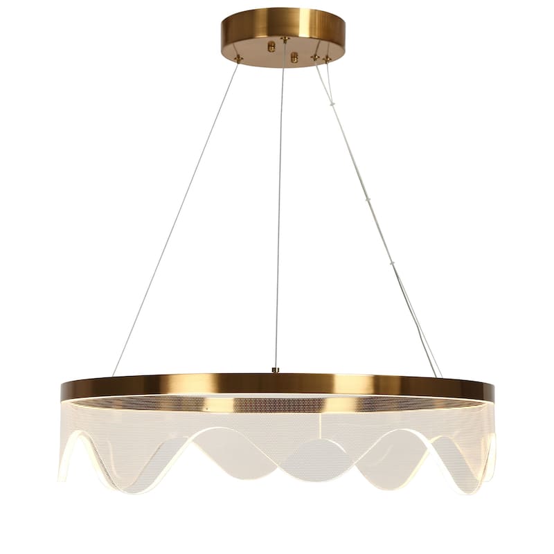 Fay Modern Gold LED Chandelier Drum Ceiling Lights for Dining Room Bedroom - D 23.6" x H 6"