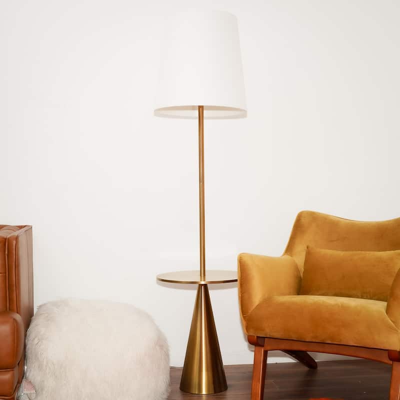 Stellar Beacon Brass Floor Lamp - White - White