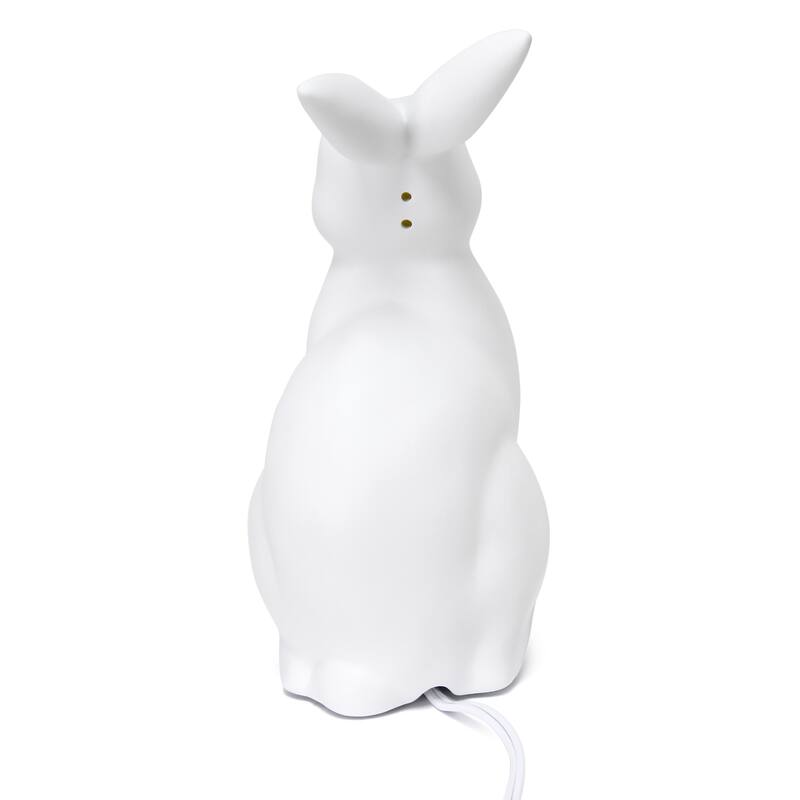 Upright Posed Bunny Rabbit Porcelain Table Lamp - 10.5" - White
