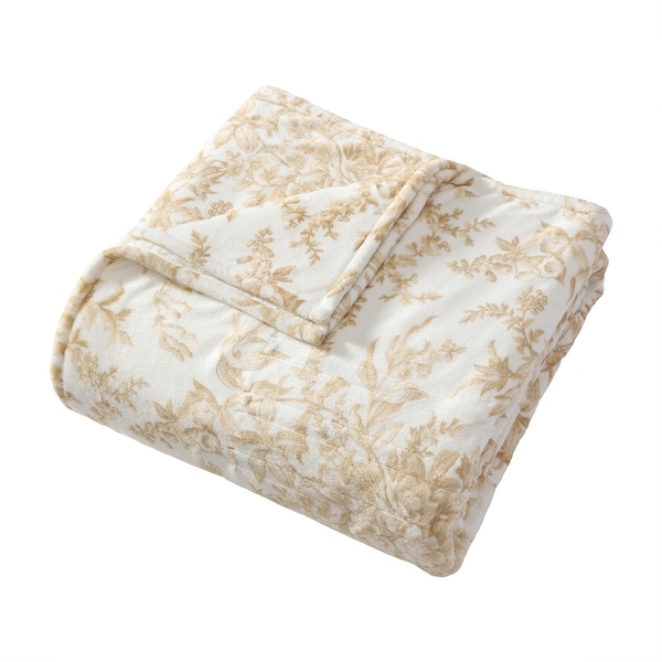 Laura Ashley Plush Knitted Heated Blanket Reversing To Ultra-Soft