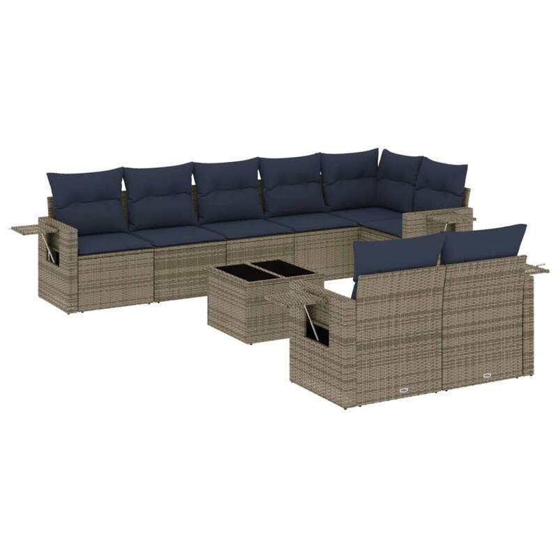 vidaXL Patio Sofa Set with Cushions Outdoor Conversation Furniture Poly Rattan - 24.4 x 24.4 x 27.2