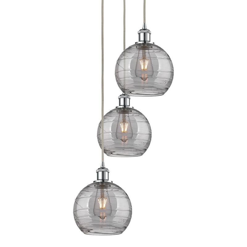 Innovations Lighting 113B-3P 30 15 Athens Deco Swirl Pendant Athens - Polished Chrome / Light Smoke Deco Swirl