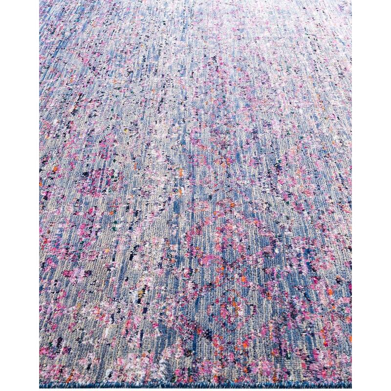 Modern One-of-a-Kind Handmade Area Rug - Blue, 7' 10" x 9' 10" - 7' 10" x 9' 10"