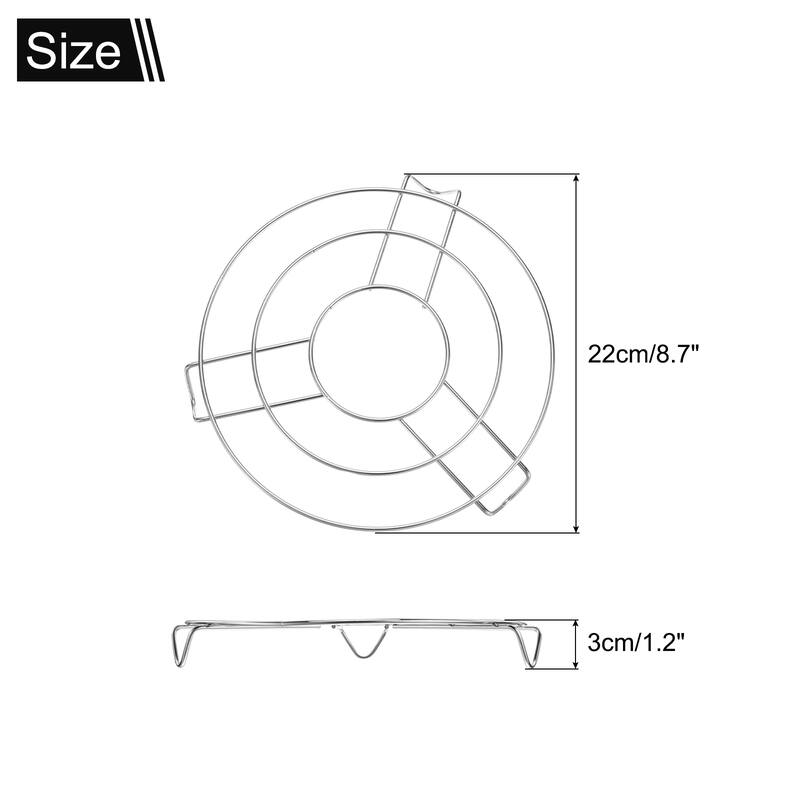 3pcs Round Cooking Rack Stainless Steel for Cooking - Silver - 8.7"x1.2"