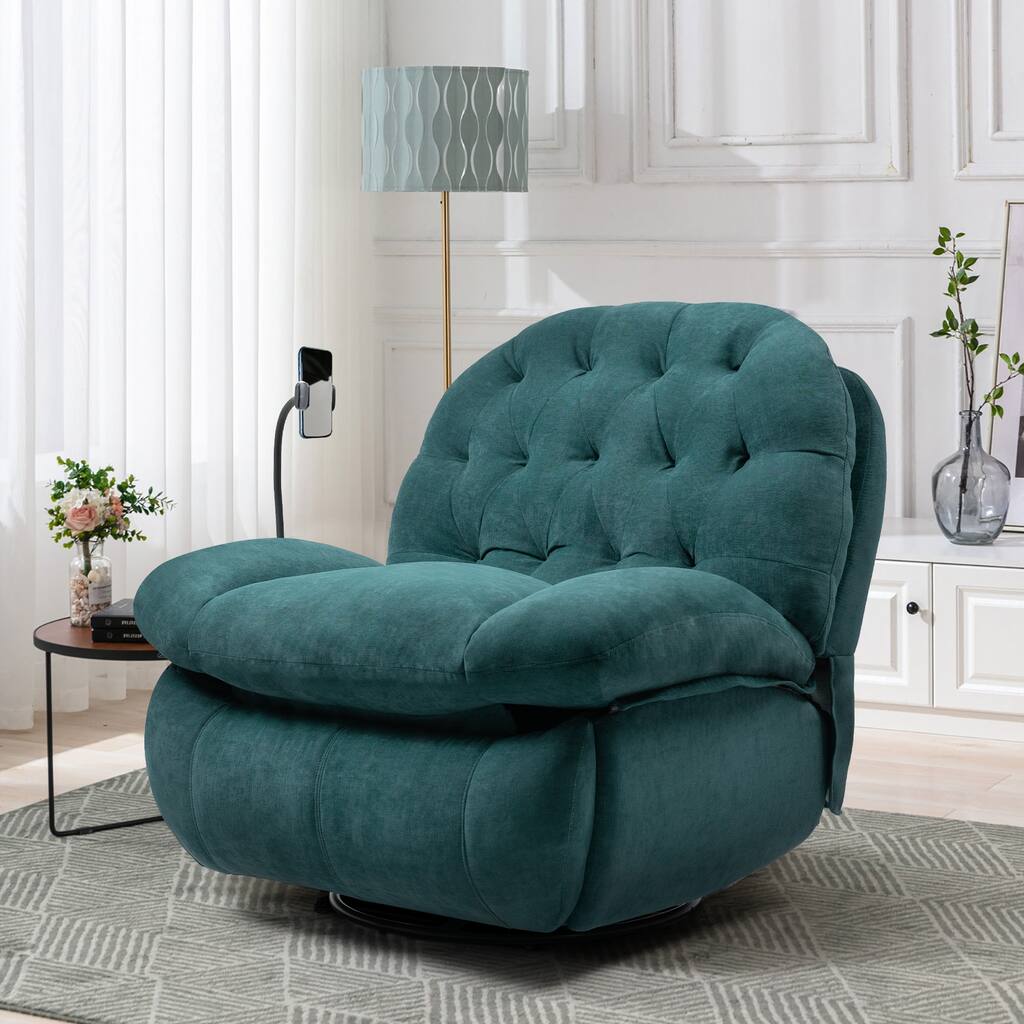 Single Manual Swivel Rocking Base Rocker Upholstered Recliner Chair ...