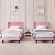 preview thumbnail 6 of 18, Kids Bed Frame, Height Adjustable Upholstered Bed, Twin Size Bed Set of 2