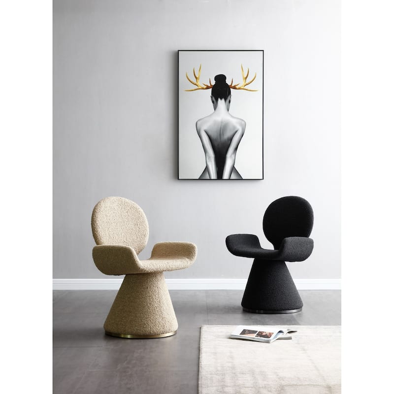 Modrest Neptune Contemporary Black Fabric & Brushed Black Gun Dining Chair