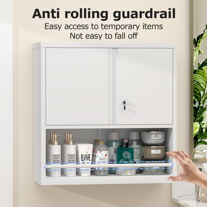 2 Doors Metal Storage Cabinet Kitchen Pantry Cabinet With Adjustable Shelves Tall Steel Cabinet Locker