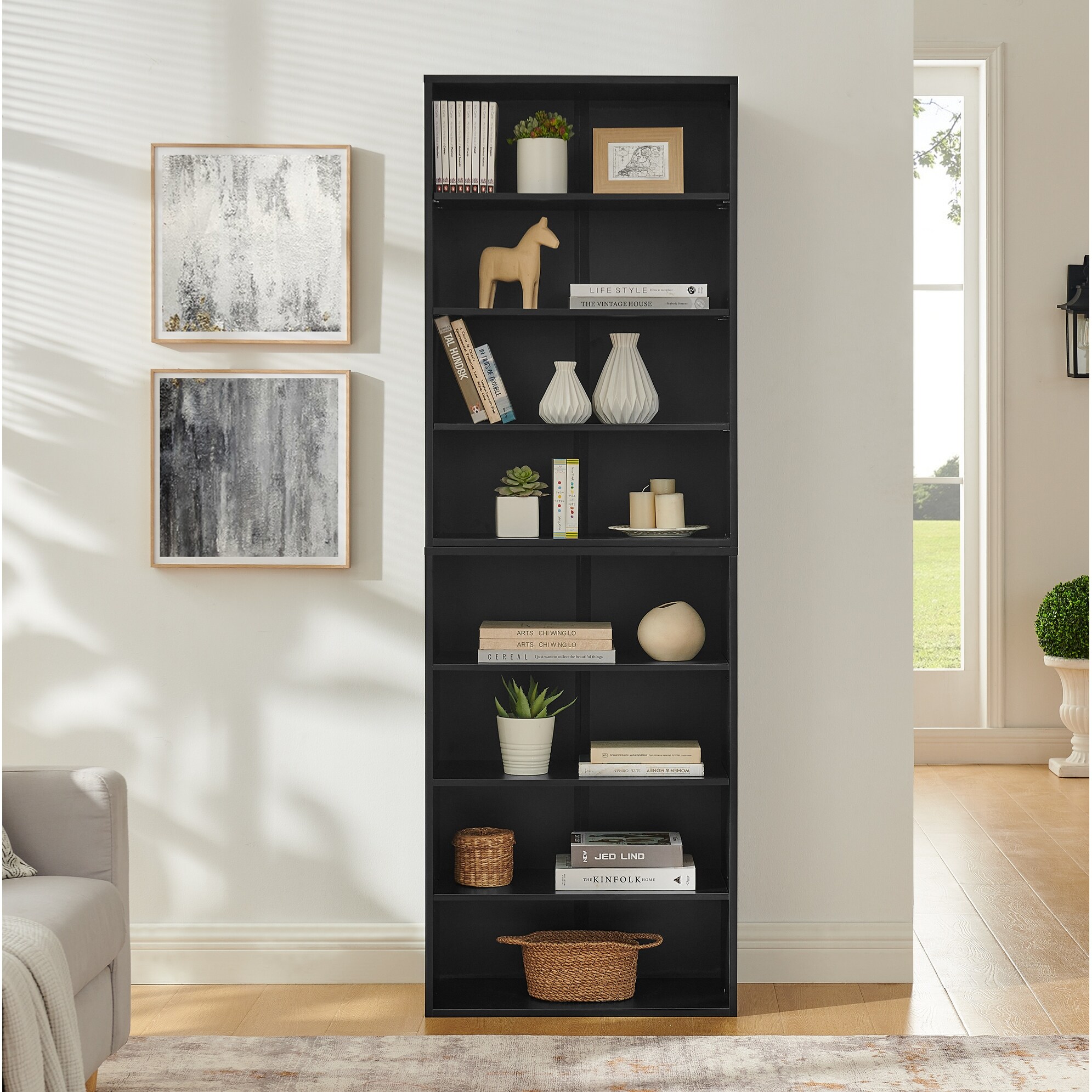 Anmytek Black Bookcase,Storage Cabinet,Adjustable shelf 8-layer Anmytek Black Bookcase,Storage Cabinet,Adjustable shelf 8-layer
