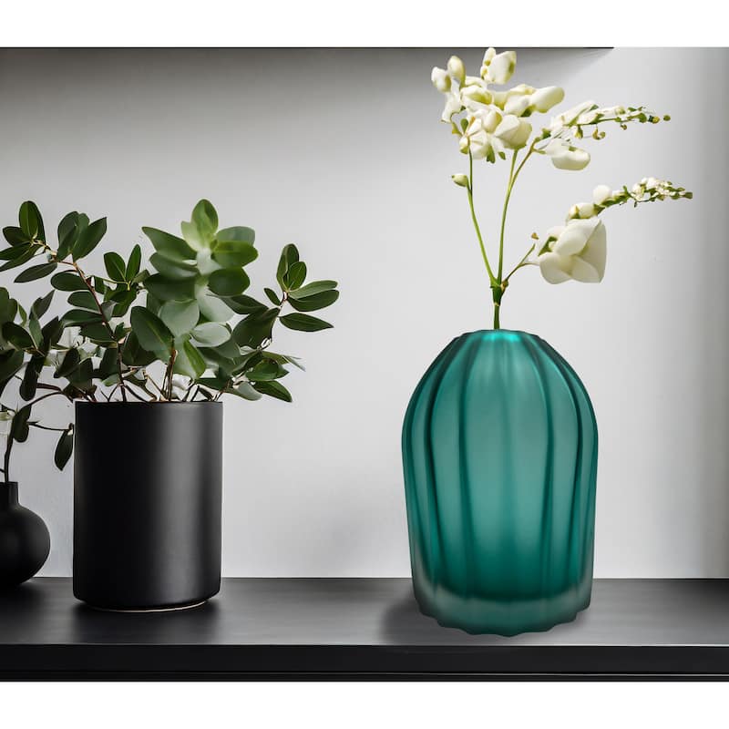 8" High Premium Contemporary Glass Vase in Turquoise