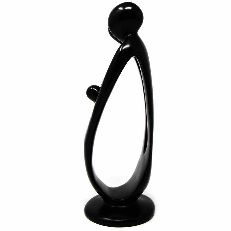 Handmade Soapstone Family Sculpture, Black Finish