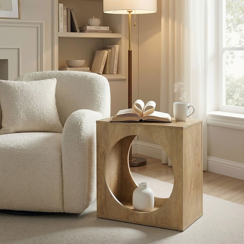 End Table for Living Room, Modern Side Table with Storage Shelf, Bedside Nightstand for Living Room, Bedroom