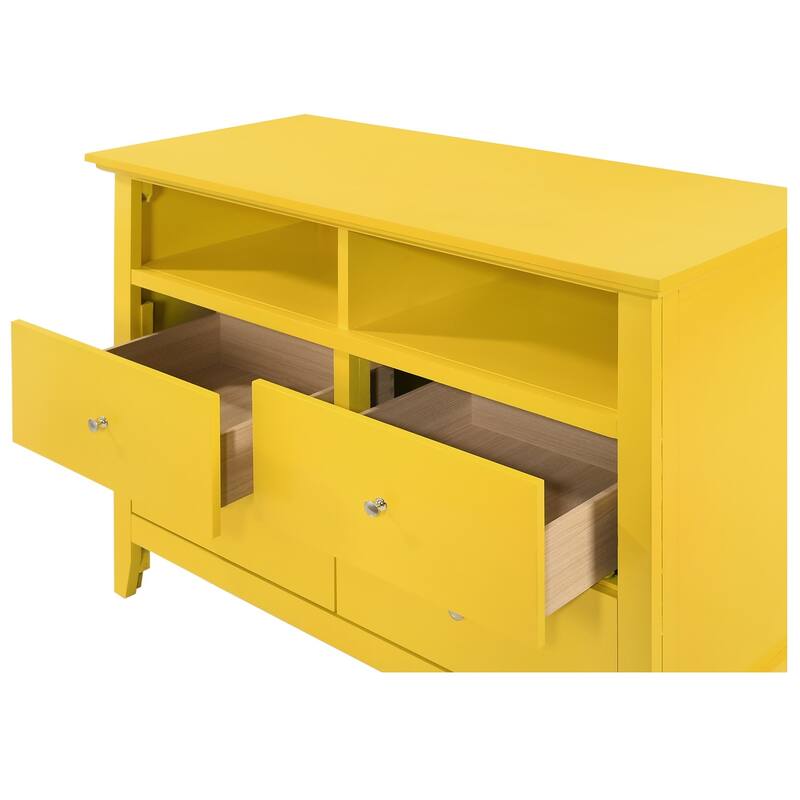 4-Drawer Wooden TV Media Chest - 42" - Yellow