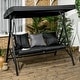 preview thumbnail 1 of 16, Outsunny 3-Seat Patio Swing Chair, Outdoor Canopy Swing Glider with Cushion with 3 Throw Pillows & Adjustable Shade for Porch Black