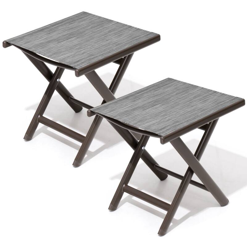 Outdoor Picnic Camping Portable Folding Small Side Table or as Footrest, Footstool - 17.1 In. L X 14.8 In. W X 16.3 In. H