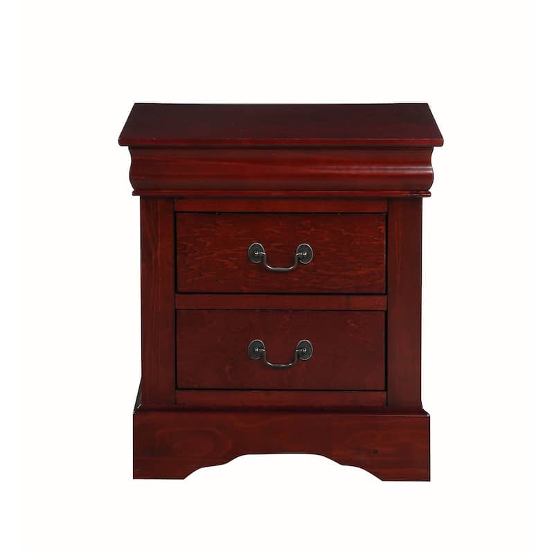 Transitional Style 2-Drawer Nightstand, Metal Handle - Cherry