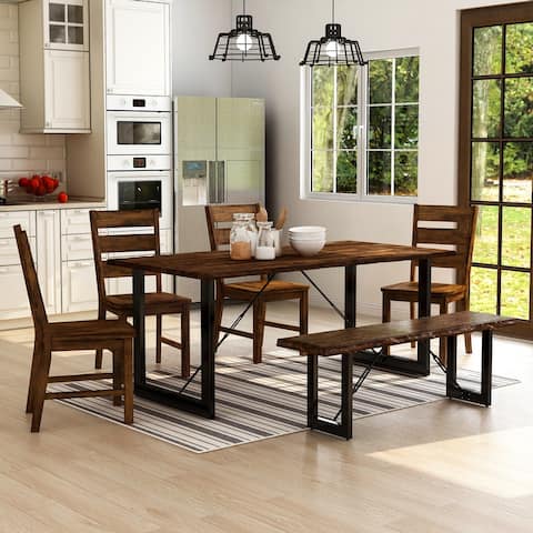 Furniture of America Mass Industrial Solid Wood 6-piece Dining Set